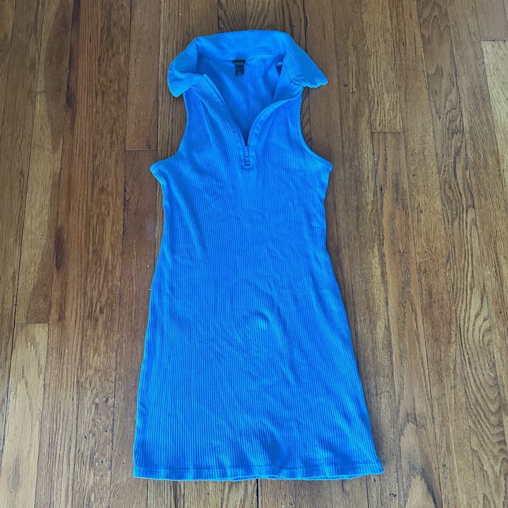 Blue Sleeveless Collared Dress!